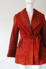 "Burnt Sienna" Vintage 1960's Burnt Sienna Suede Coat UK 8-10 US 4-6