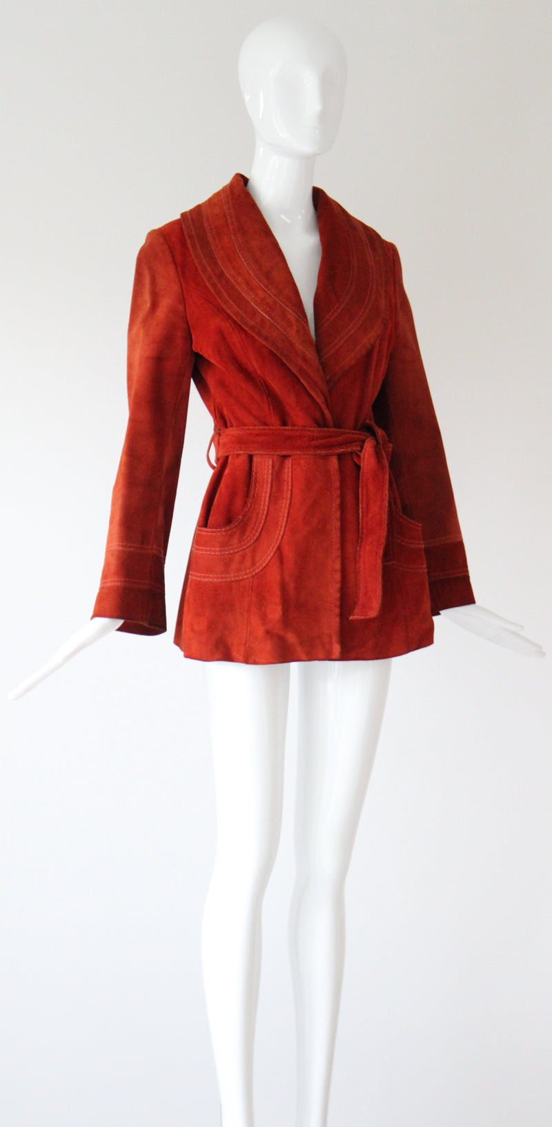 "Burnt Sienna" Vintage 1960's Burnt Sienna Suede Coat UK 8-10 US 4-6