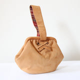 "Tan & Tartan" Vintage 1940's Tan Suede Wristlet Handbag