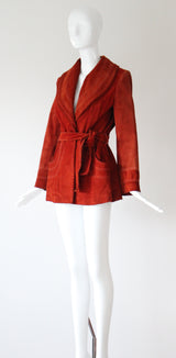 "Burnt Sienna" Vintage 1960's Burnt Sienna Suede Coat UK 8-10 US 4-6