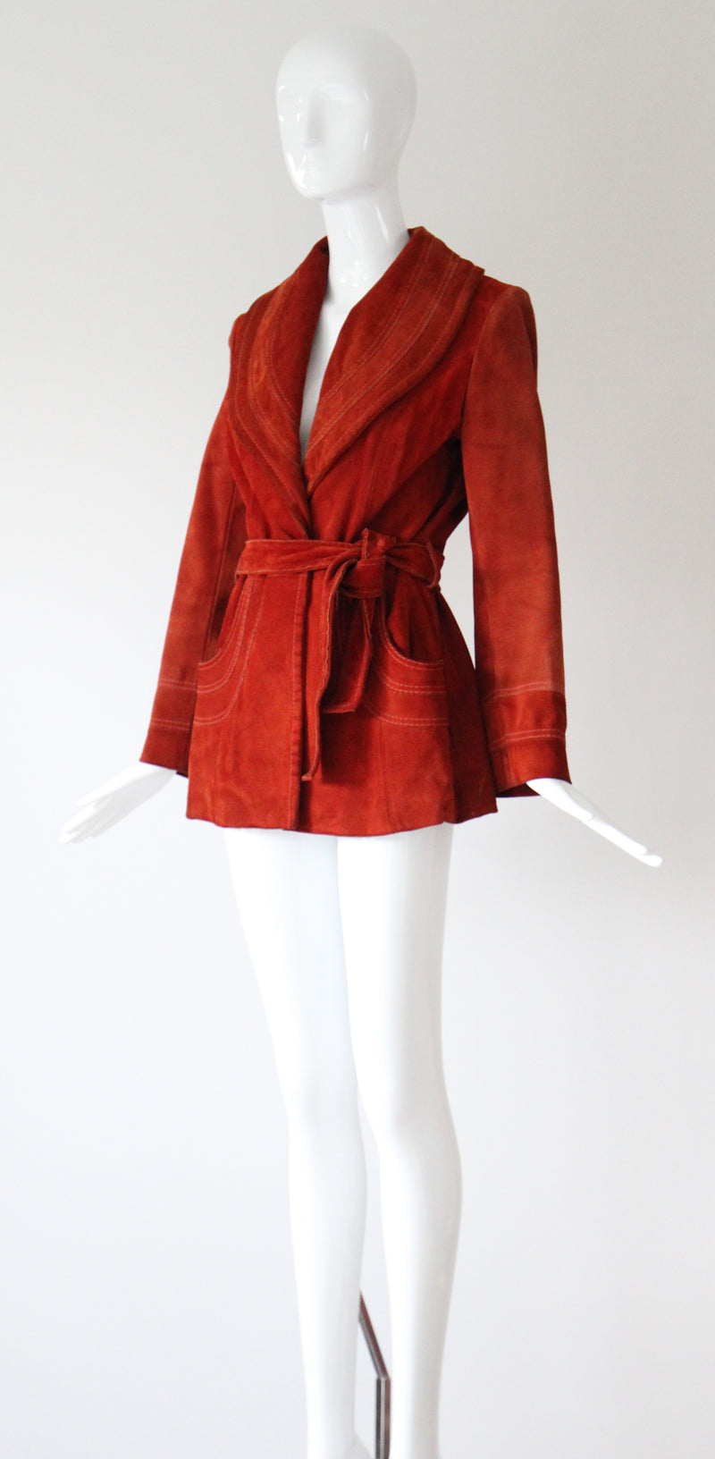 "Burnt Sienna" Vintage 1960's Burnt Sienna Suede Coat UK 8-10 US 4-6