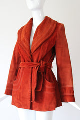 "Burnt Sienna" Vintage 1960's Burnt Sienna Suede Coat UK 8-10 US 4-6