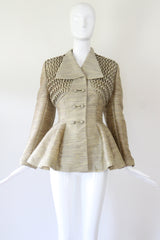 "Zig Zag Pleats" Vintage 1950's Worsted Silk Pleated Lilli Ann Jacket UK 8 US 4