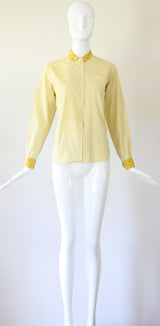 "Studded Pinstripes" Vintage 1940's Pinstriped Cotton Blouse UK 8-10 US 4-6