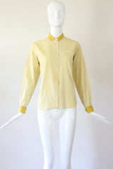 "Studded Pinstripes" Vintage 1940's Pinstriped Cotton Blouse UK 8-10 US 4-6