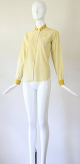 "Studded Pinstripes" Vintage 1940's Pinstriped Cotton Blouse UK 8-10 US 4-6
