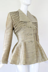 "Zig Zag Pleats" Vintage 1950's Worsted Silk Pleated Lilli Ann Jacket UK 8 US 4