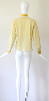 "Studded Pinstripes" Vintage 1940's Pinstriped Cotton Blouse UK 8-10 US 4-6