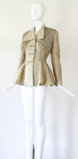 "Zig Zag Pleats" Vintage 1950's Worsted Silk Pleated Lilli Ann Jacket UK 8 US 4
