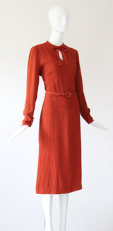 "Sienna Seams" Vintage Late 1930's Crepe Silk Seam Dress  UK 12-14 US 8-10
