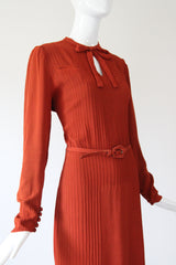"Sienna Seams" Vintage Late 1930's Crepe Silk Seam Dress  UK 12-14 US 8-10