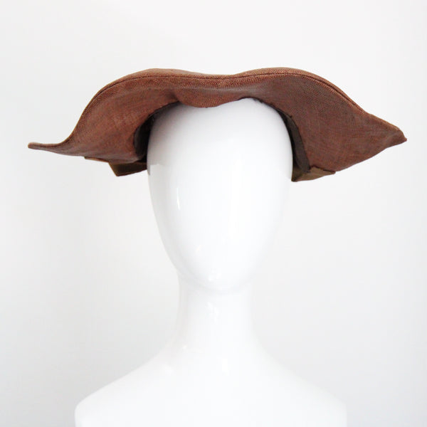 "Georgette De Trèze" Vintage 1930's Brown Straw Parisian Hat