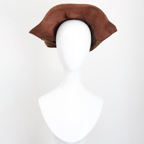 "Georgette De Trèze" Vintage 1930's Brown Straw Parisian Hat