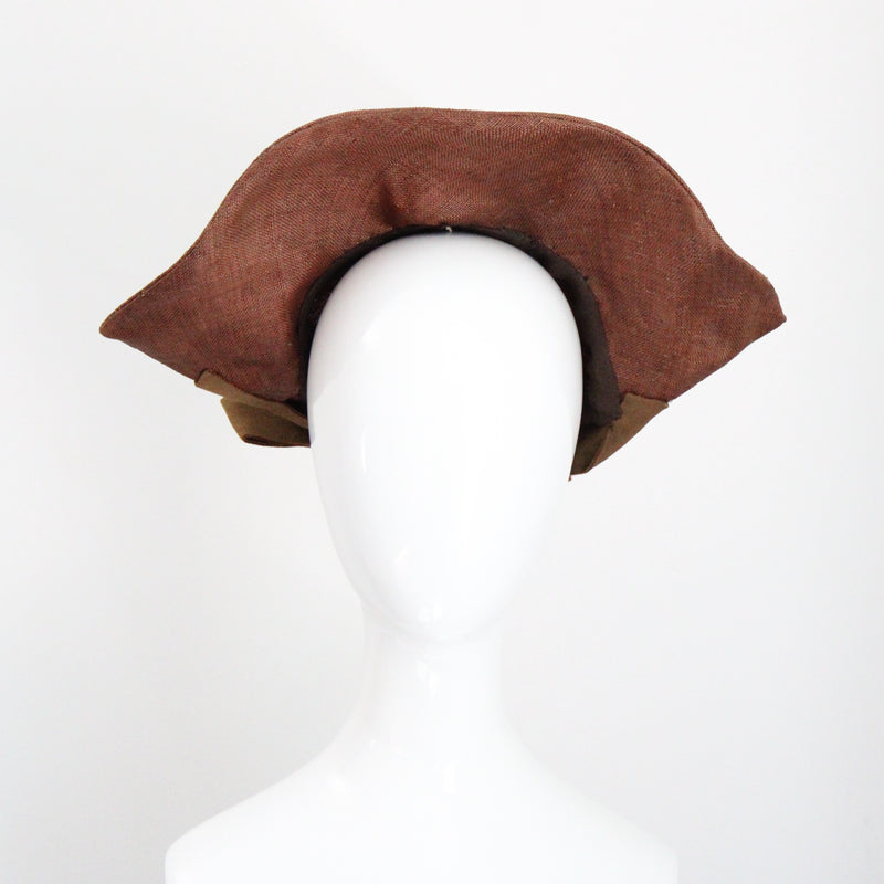 "Georgette De Trèze" Vintage 1930's Brown Straw Parisian Hat