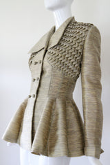 "Zig Zag Pleats" Vintage 1950's Worsted Silk Pleated Lilli Ann Jacket UK 8 US 4