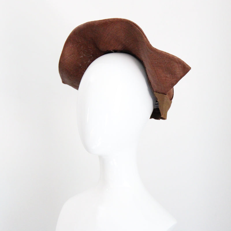 "Georgette De Trèze" Vintage 1930's Brown Straw Parisian Hat