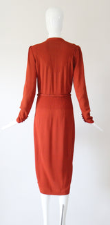 "Sienna Seams" Vintage Late 1930's Crepe Silk Seam Dress  UK 12-14 US 8-10