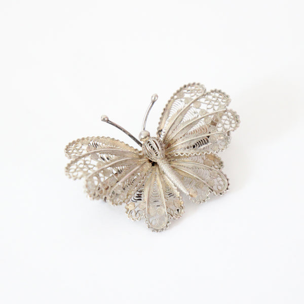"Silver Filigree Butterfly" Vintage 1940's Silver Filigree Butterfly Brooch