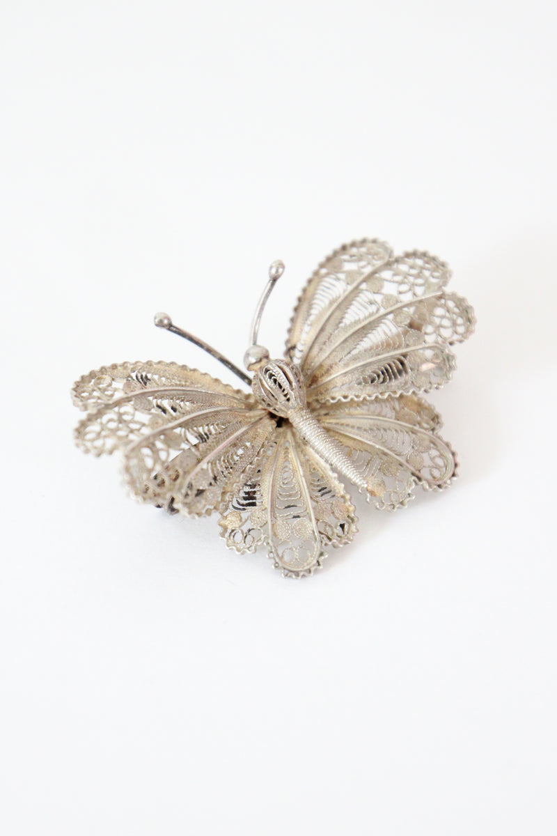 "Silver Filigree Butterfly" Vintage 1940's Silver Filigree Butterfly Brooch