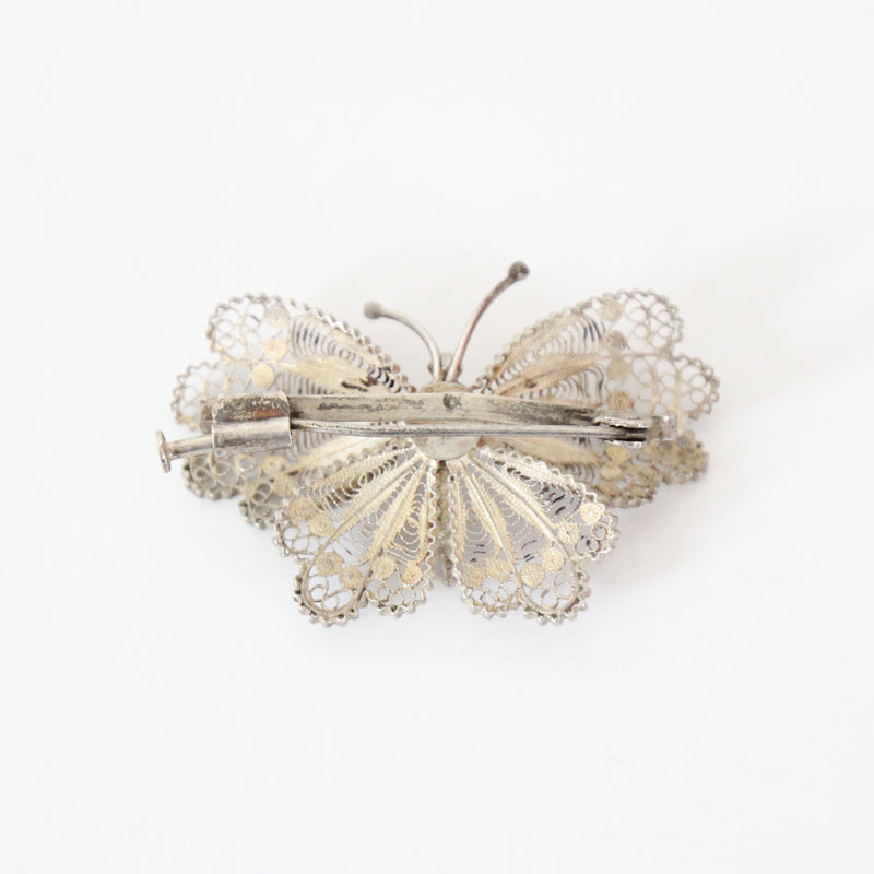"Silver Filigree Butterfly" Vintage 1940's Silver Filigree Butterfly Brooch