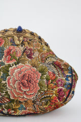 "Peonies & Butterflies" Vintage 1920's Floral Tapestry and Lapis Clutch Bag