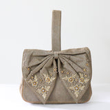 "Embellished Bow" Vintage 1940's Embroidered & Beaded Bow Wristlet Handbag