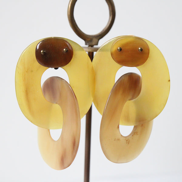 "Statement Hoops" Vintage 1960's Lucite Statement Clip on Earrings