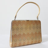 "Woven Lurex Pastels" Vintage 1960's Woven Gold Lurex Pastel Handbag