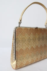 "Woven Lurex Pastels" Vintage 1960's Woven Gold Lurex Pastel Handbag