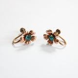 "Van Dell Florals" Vintage 1930's Gold Filled Floral Turquoise Rhinestone Demi-Parure Set