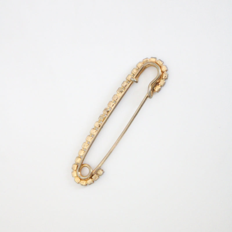 "Rhinestone Safety Pin" Vintage 1950's Statement Iridescent Rhinestone Safety Pin Brooch