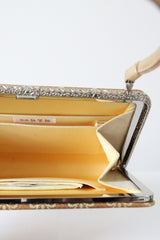 "Woven Lurex Pastels" Vintage 1960's Woven Gold Lurex Pastel Handbag