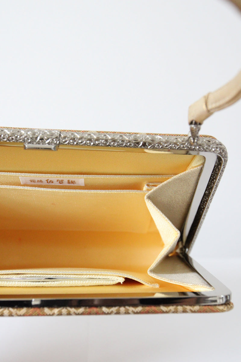 "Woven Lurex Pastels" Vintage 1960's Woven Gold Lurex Pastel Handbag