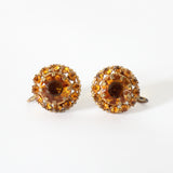 "Amber Rhinestones" Vintage 1940's Amber Rhinestone Screw Back Earrings