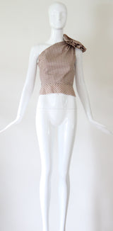 "Polkadot Rosette" Vintage 1950's Silk Polkadot Rosette Blouse UK 6 US 2