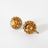 "Amber Rhinestones" Vintage 1940's Amber Rhinestone Screw Back Earrings