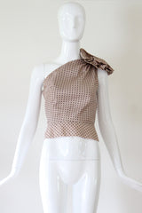 "Polkadot Rosette" Vintage 1950's Silk Polkadot Rosette Blouse UK 6 US 2