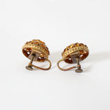 "Amber Rhinestones" Vintage 1940's Amber Rhinestone Screw Back Earrings