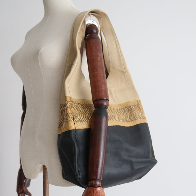 "Colour Block Céline" Vintage Céline Leather Shoulder Bag
