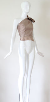 "Polkadot Rosette" Vintage 1950's Silk Polkadot Rosette Blouse UK 6 US 2