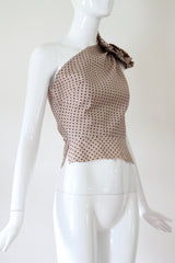"Polkadot Rosette" Vintage 1950's Silk Polkadot Rosette Blouse UK 6 US 2