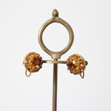 "Amber Rhinestones" Vintage 1940's Amber Rhinestone Screw Back Earrings