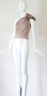 "Polkadot Rosette" Vintage 1950's Silk Polkadot Rosette Blouse UK 6 US 2