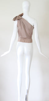 "Polkadot Rosette" Vintage 1950's Silk Polkadot Rosette Blouse UK 6 US 2