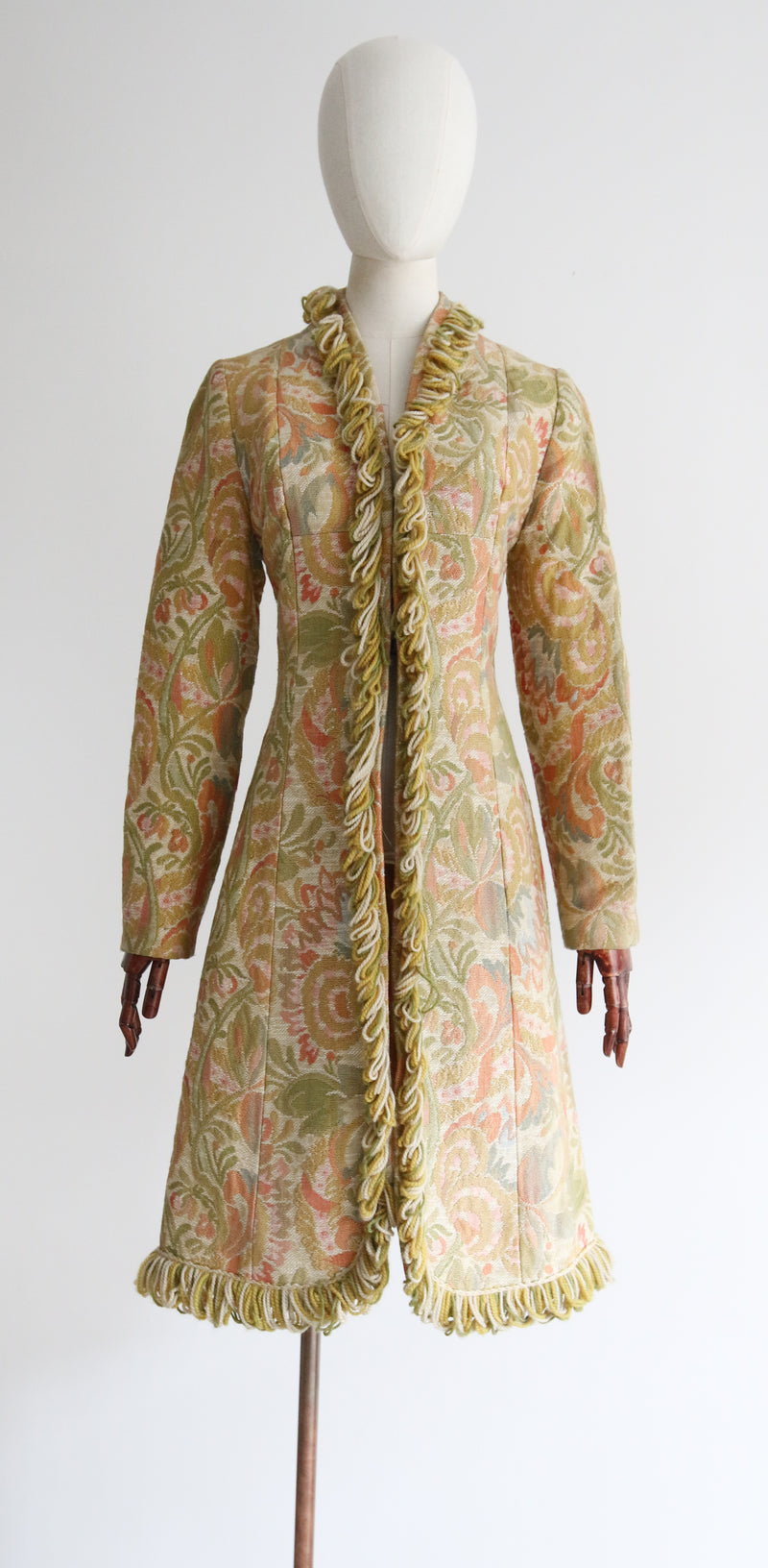 "Gemini" Vintage 1960's Tapestry & Wool Looped Coat UK 8-10 US 4-6