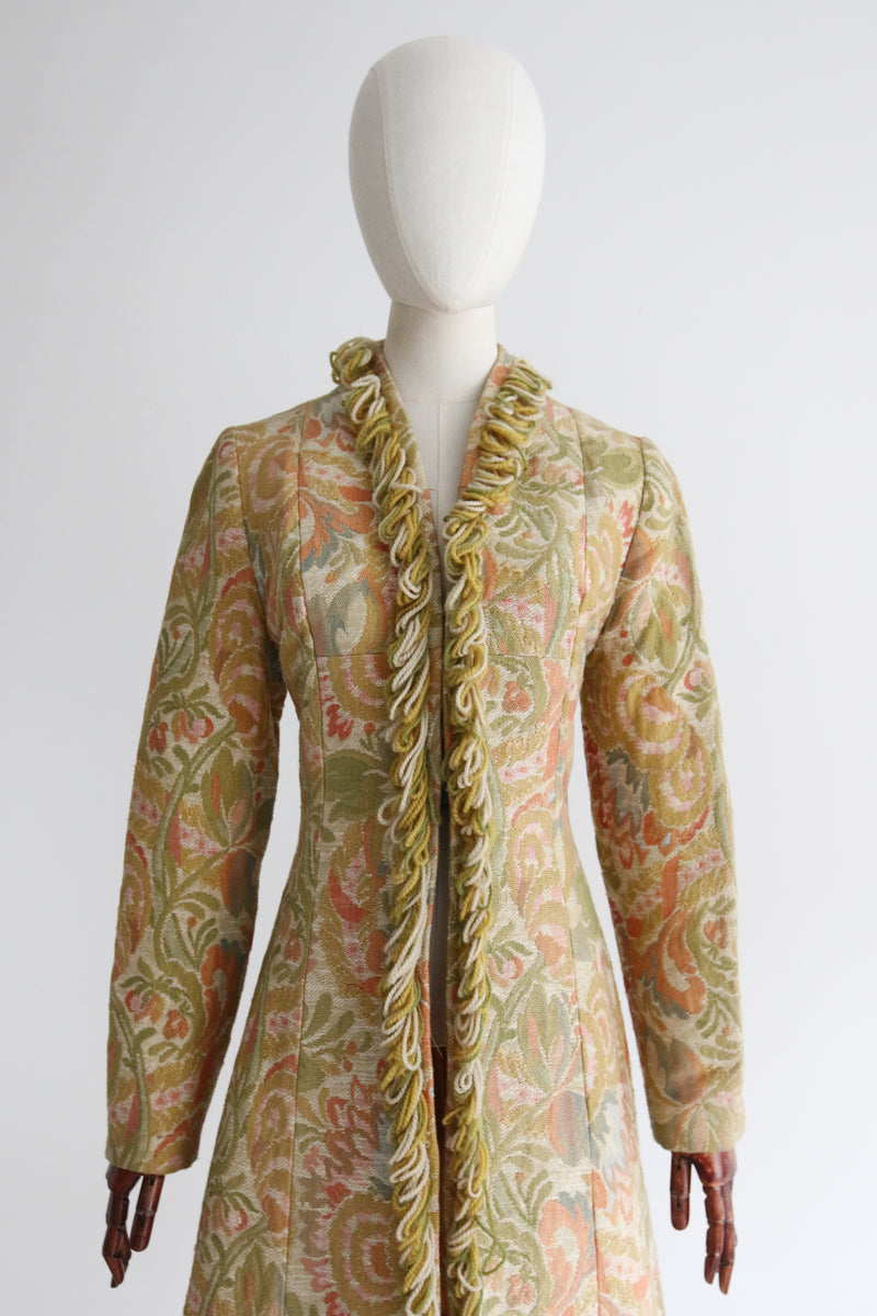 "Gemini" Vintage 1960's Tapestry & Wool Looped Coat UK 8-10 US 4-6