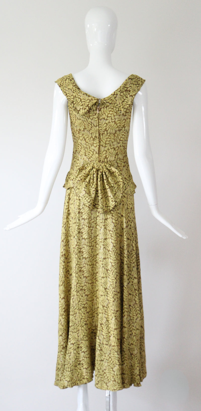 "Chartreuse Lamé" Vintage 1930's Chartreuse Green Lamé Evening Gown UK 6 US 2