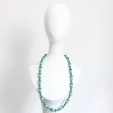 "Turquoise Flowers" Vintage 1950's Turquoise & Rhinestone Miriam Haskell Necklace