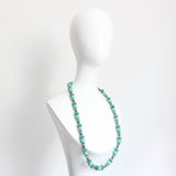 "Turquoise Flowers" Vintage 1950's Turquoise & Rhinestone Miriam Haskell Necklace