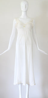 "Floral Lace Sweetheart" Vintage 1930's Floral Lace & Rayon Gown UK 8-10 US 4-6